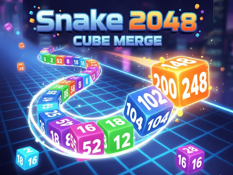 Snake 2048: Cube Merge - Grow Your Snake Online Free